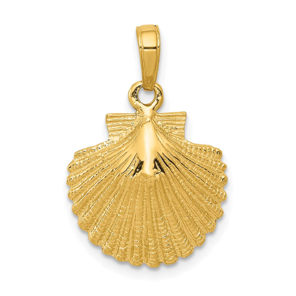 14k Scallop Shell Pendant, 24 x 15 mm