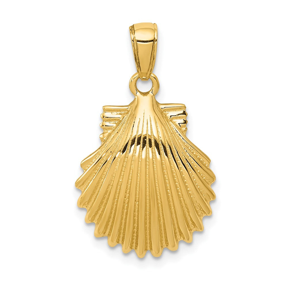 14k Scallop Shell Pendant, 26 x 15 mm