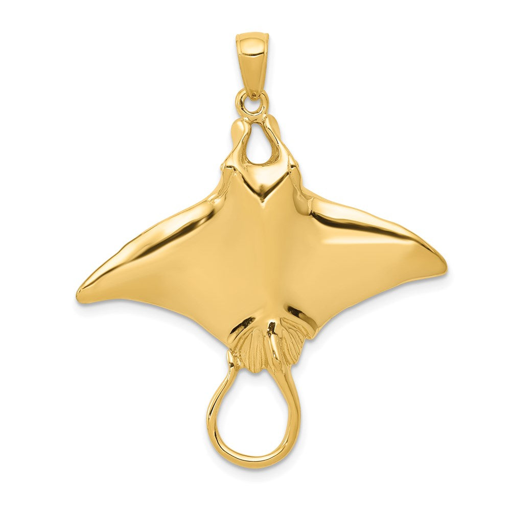 14k Large Manta Ray Pendant, 42 x 35 mm