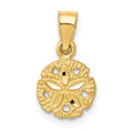 14K Sand Dollar Pendant, 15 x 9 mm