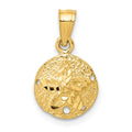 14K Sand Dollar Pendant, 18 x 10 mm