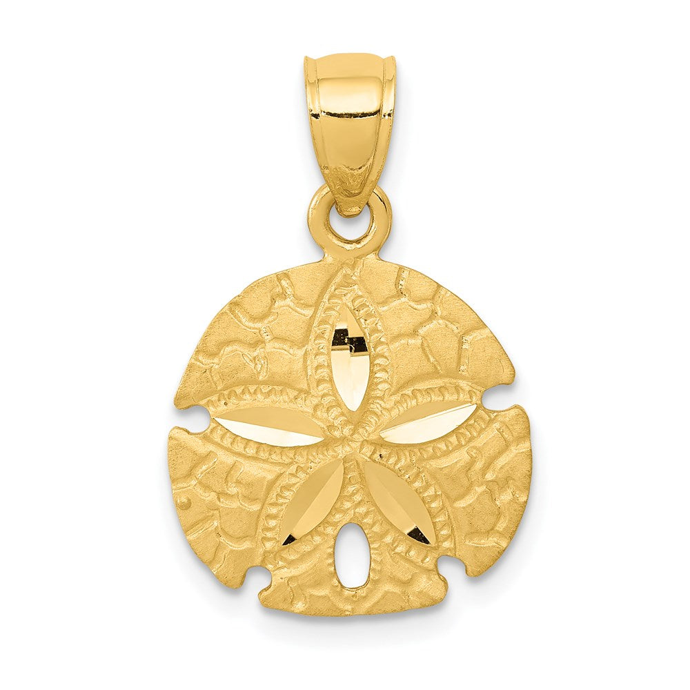 14K Sand Dollar Pendant, 24 x 16 mm, 1.43 g