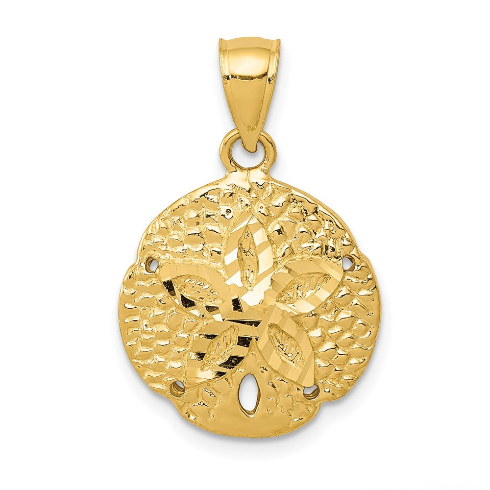 14k Sand Dollar Pendant, 23 x 15 mm
