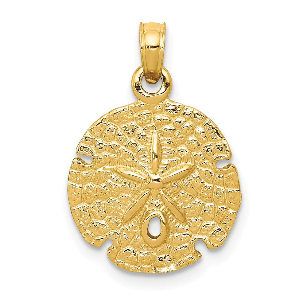 14k Sand Dollar Pendant, 21 x 15 mm