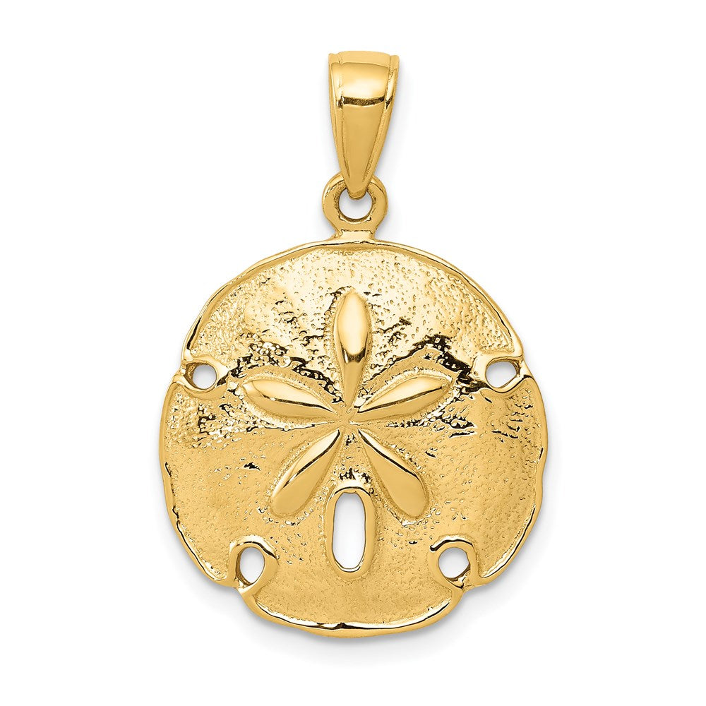 14k Sand Dollar Pendant, 26 x 18 mm