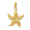 14k Textured Starfish Pendant, 28 x 20 mm