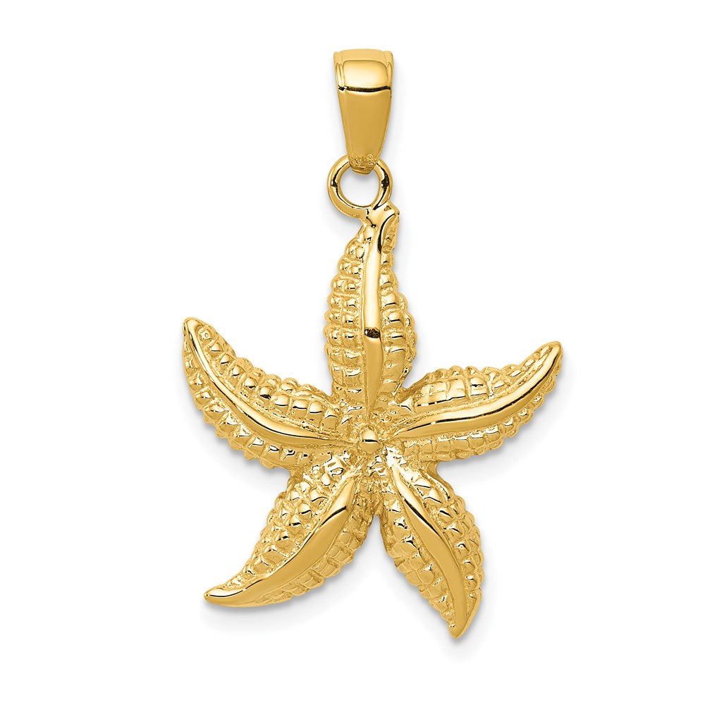 14k Textured Starfish Pendant, 28 x 20 mm