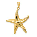 14K Diamond-cut Starfish Pendant, 34 x 26 mm