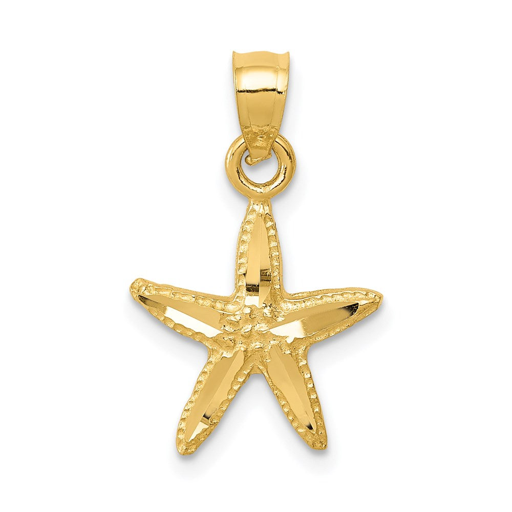 14K Diamond-cut Starfish Pendant, 20 x 12 mm