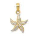 14K with White Rhodium Starfish Pendant, 19 x 12 mm