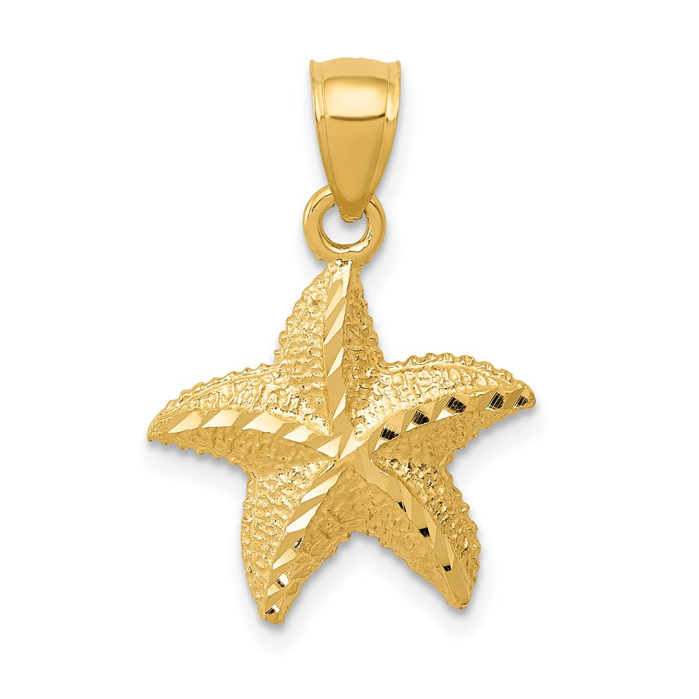 14K Diamond-cut Starfish Pendant, 23 x 16 mm