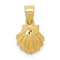 14K Mini Scallop Shell Pendant, 14 x 8 mm