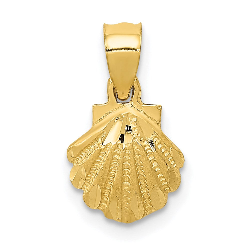 14K Mini Scallop Shell Pendant, 14 x 8 mm