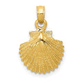 14k Scallop Shell Pendant, 19 x 12 mm