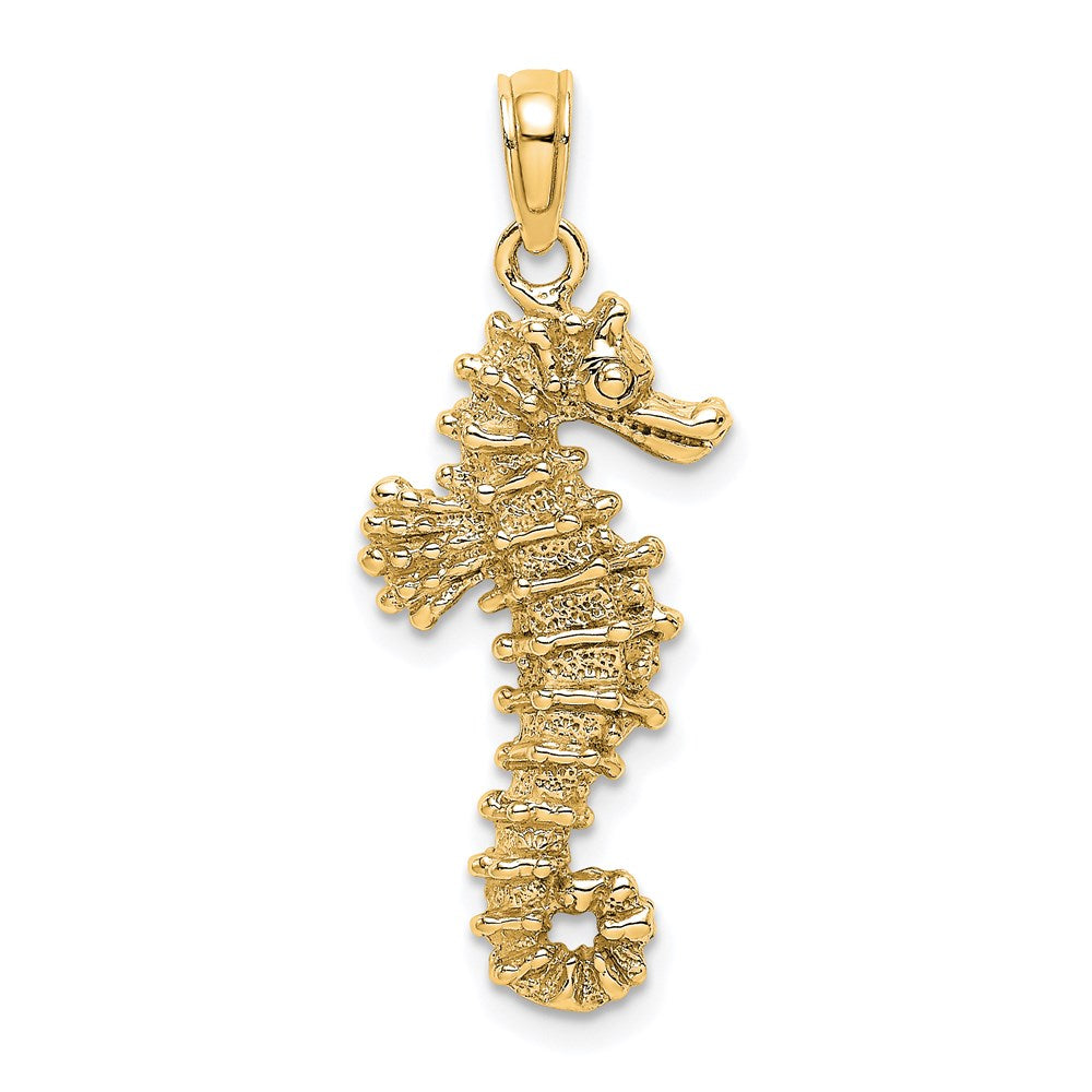 14k 3-D Seahorse Pendant, 30 x 11 mm