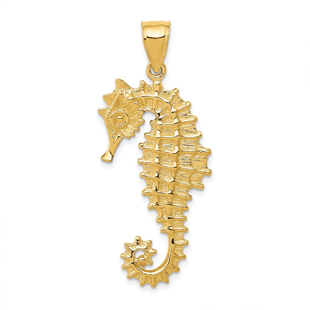 14k 3-D Seahorse Pendant, 45 x 18 mm