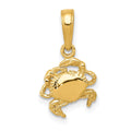 14k Small Crab Pendant, 15 x 8 mm