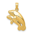 14k Polished Double Manatee Pendant, 19 x 18 mm