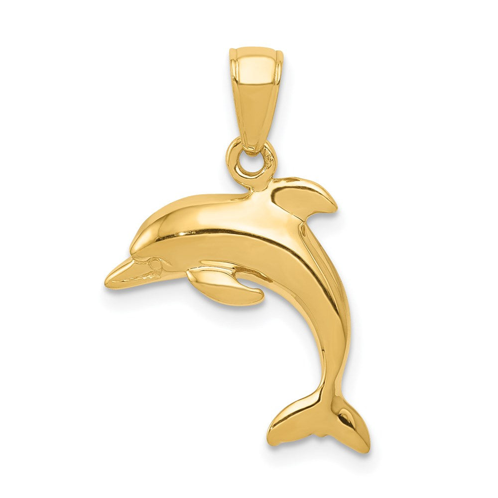 14k Jumping Dolphin Pendant, 24 x 16 mm