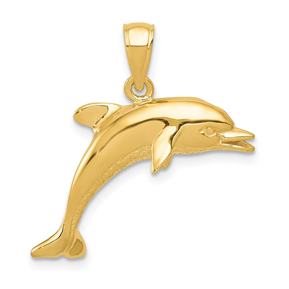 14k Jumping Dolphin Pendant, 25 x 25 mm