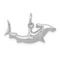 14k White Gold Hammerhead Shark Charm, 14 x 25 mm