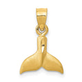 14K 3-D Whale Tail Pendant, 16 x 10 mm