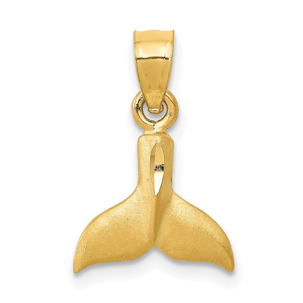 14K 3-D Whale Tail Pendant, 16 x 10 mm