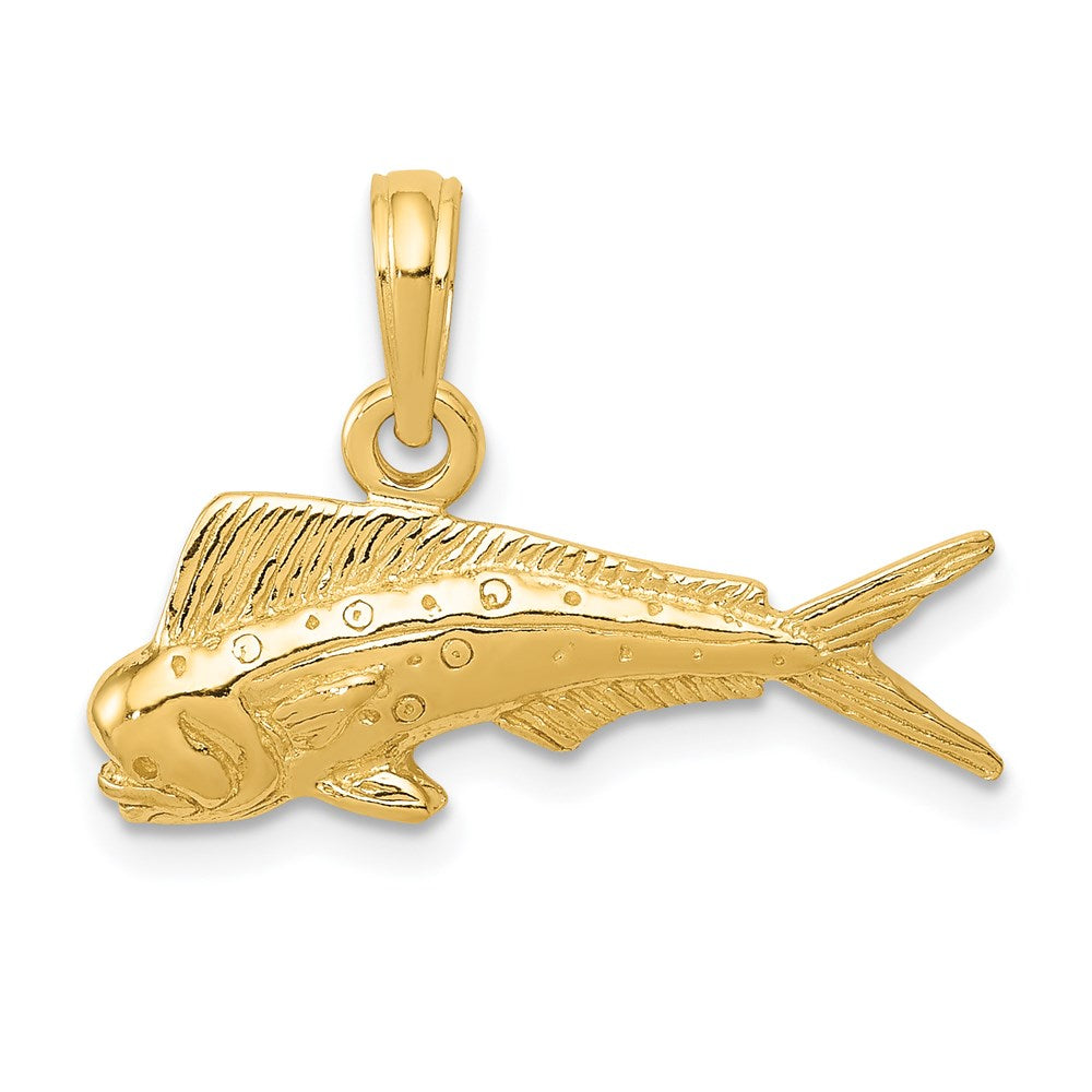 14k Small Mahi Mahi Fish Pendant, 15 x 22 mm