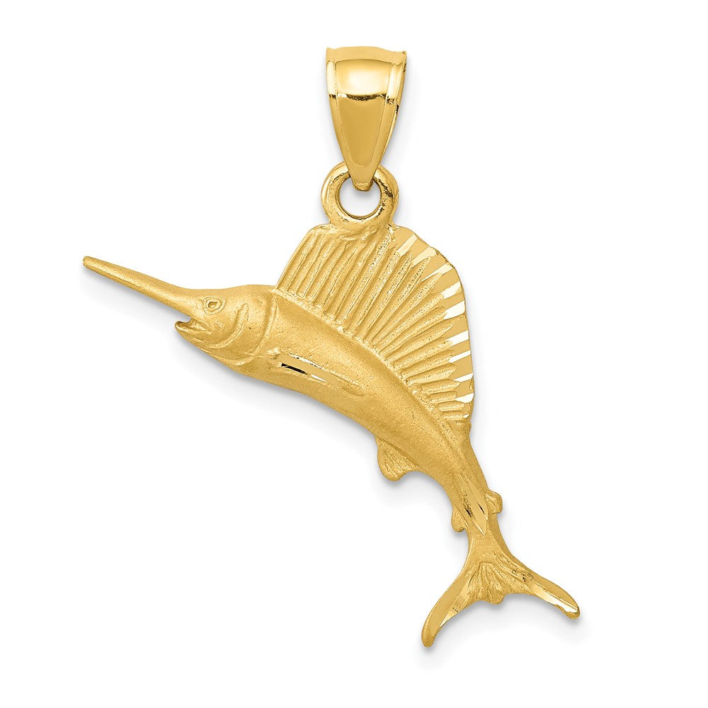 14K Sailfish Pendant, 25 x 25 mm