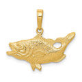 14k Open Mouthed Bass Fish Pendant, 20 x 22 mm