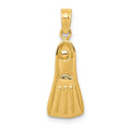 14K  3-D Scuba Flipper Pendant, 23 x 6 mm