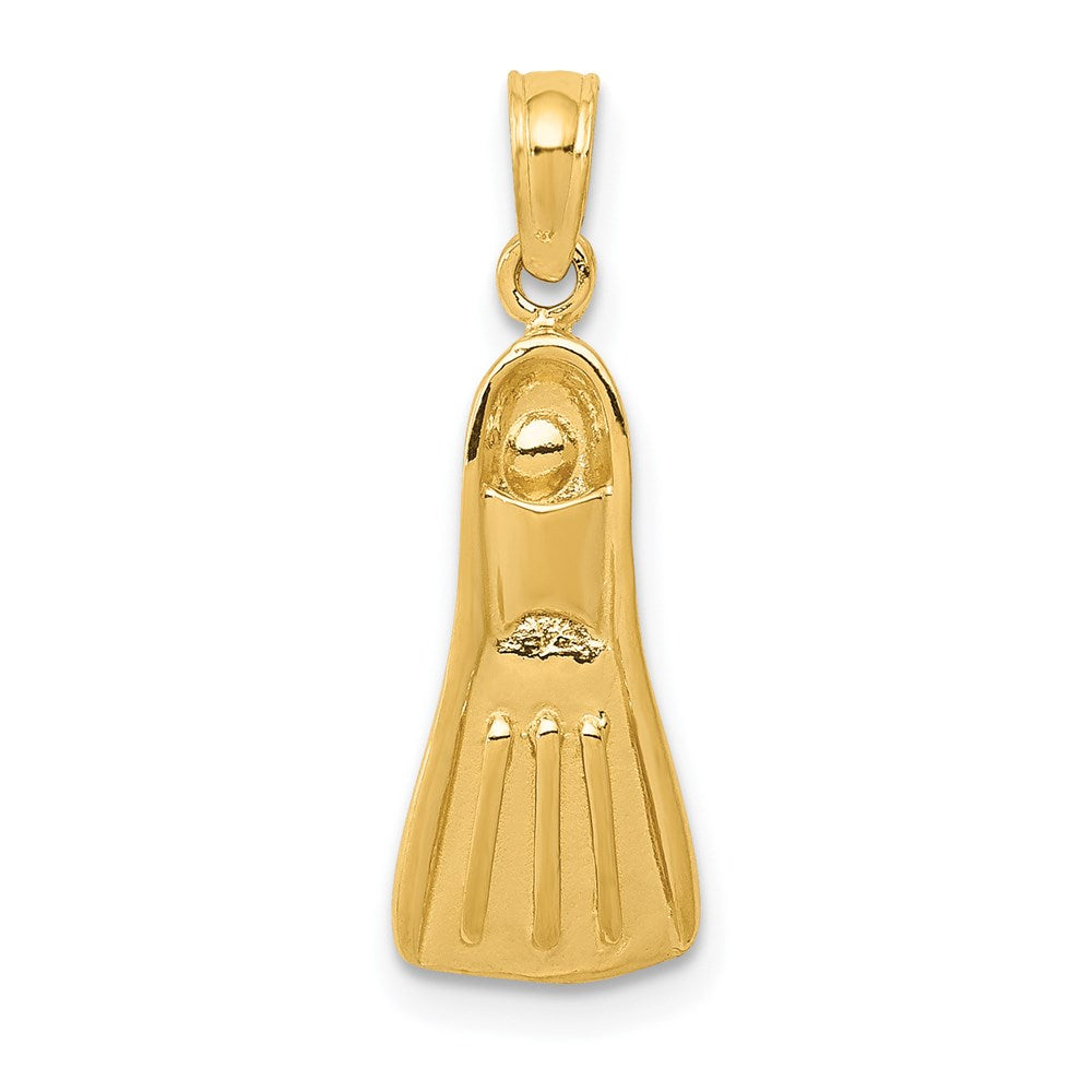 14K  3-D Scuba Flipper Pendant, 23 x 6 mm