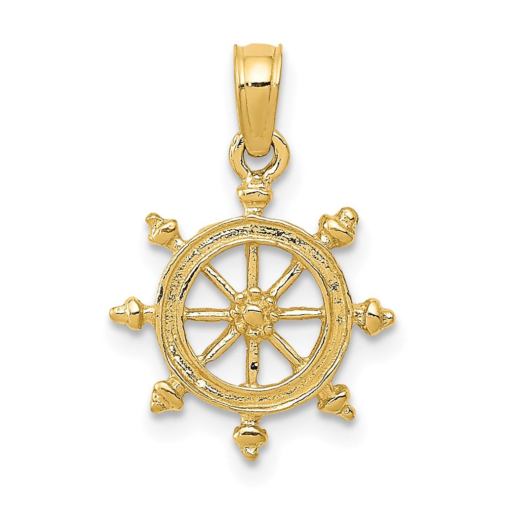 14k Ship Wheel Pendant, 19 x 12 mm