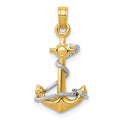 14K Two-Tone 3-D Anchor with Rope Pendant, 23 x 12 mm