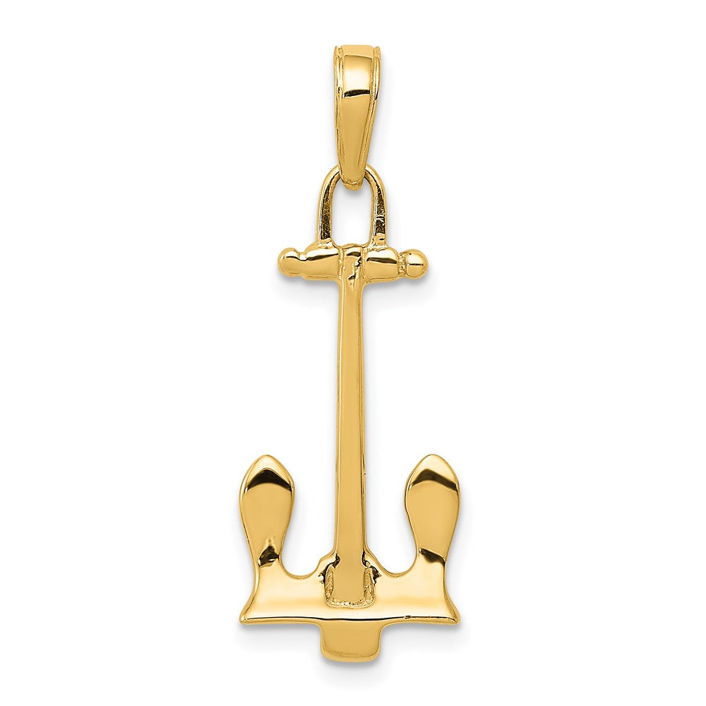 14K 3-D Navy T-Bar Anchor Pendant, 27 x 11 mm