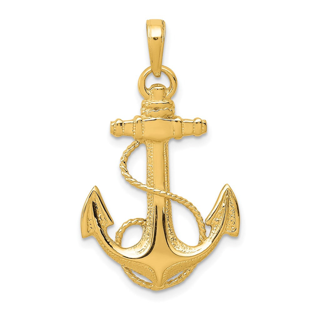 14k Anchor with Rope Pendant, 33 x 20 mm