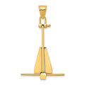 14K 3-D Fluke-Style Anchor with Moveable Fins Pendant, 43 x 27 mm