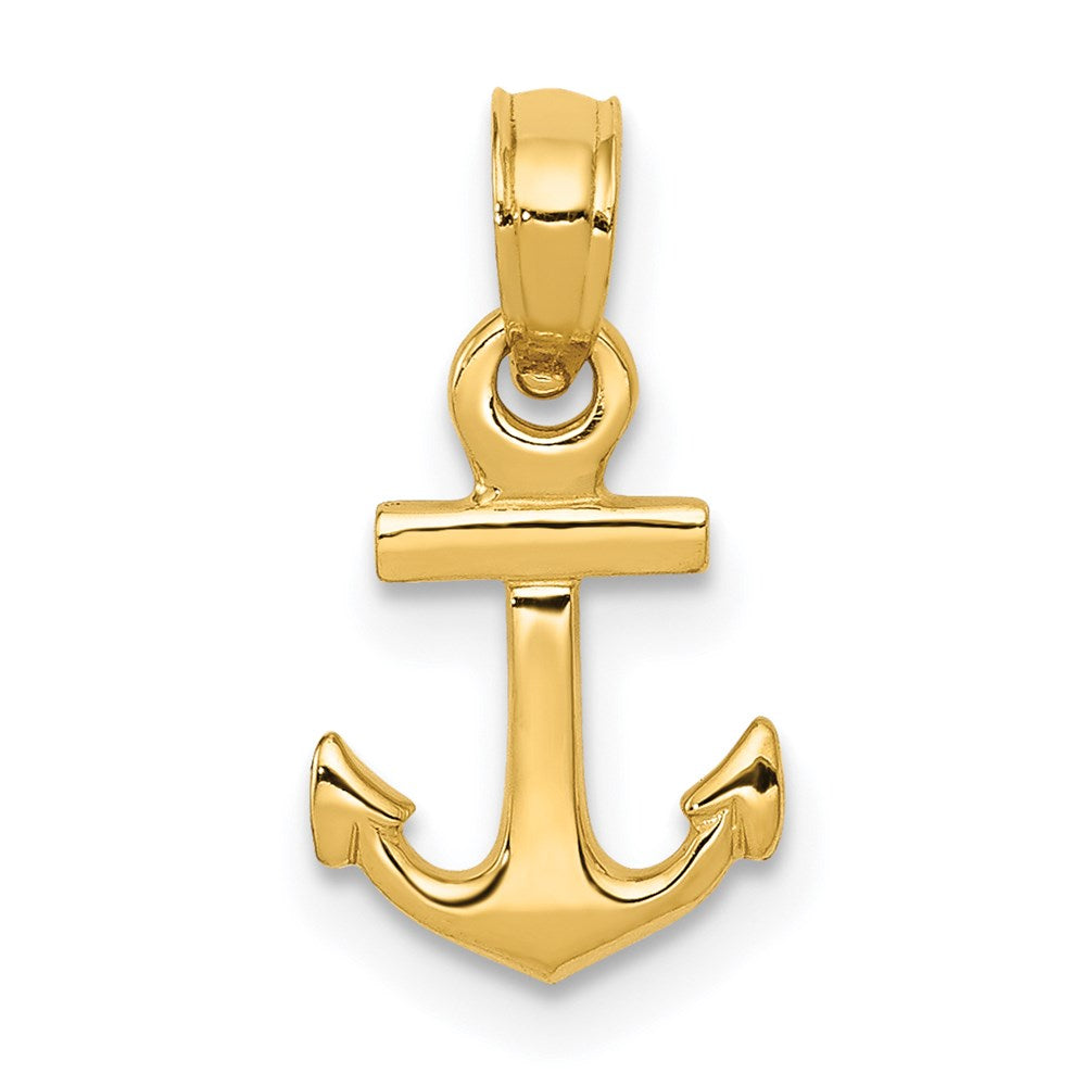 14k Mini Anchor Pendant, 16 x 9 mm