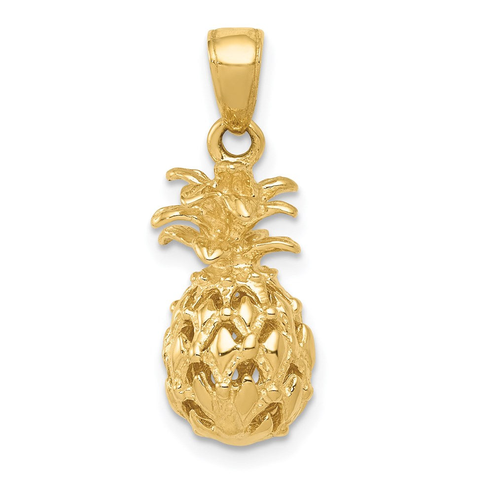14K  3-D Cut-out Pineapple Pendant, 31.25 x 8 mm