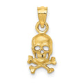 14K Skull and Cross Bones Pendant, 19 x 8 mm