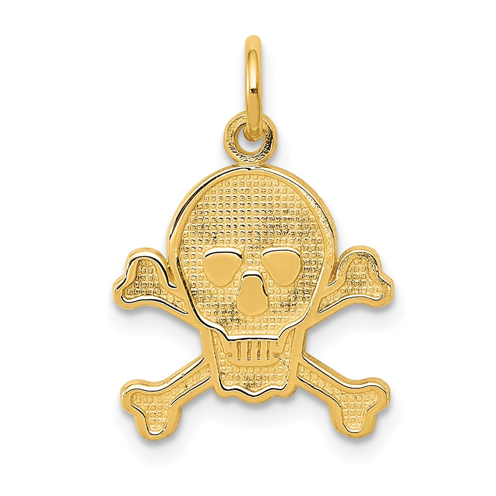 14K Skull and Bones Charm, 21 x 14 mm