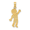 14K Boy Waving Pendant, 24 x 10 mm
