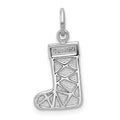 14k White Gold Christmas Stocking Charm, 20 x 10 mm