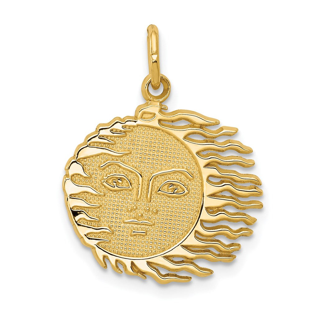 14k Flaming Sun Charm, 22 x 17 mm