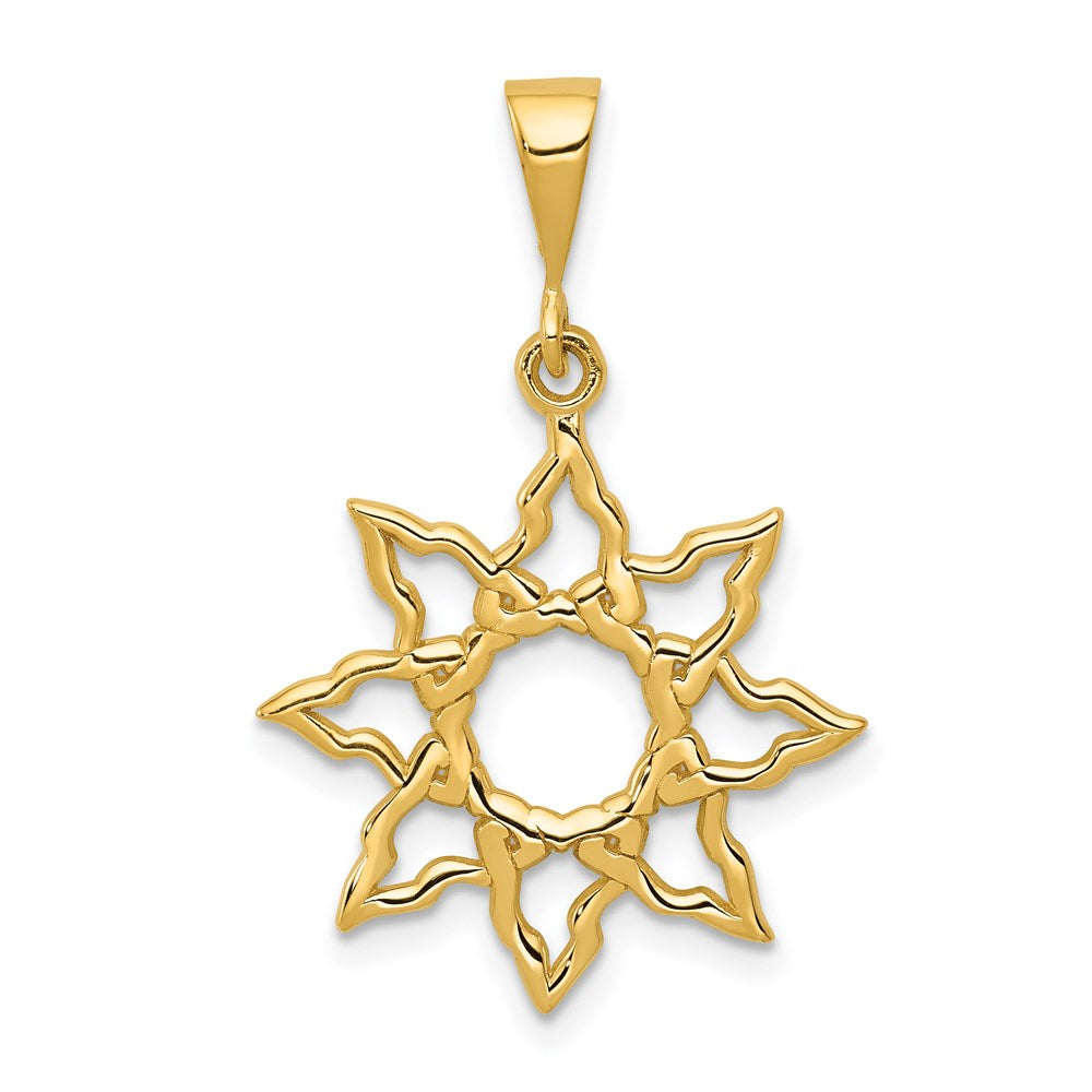 14k Sun Charm, 26 x 19 mm