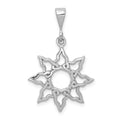 14k White Gold Sun Charm, 26 x 19 mm