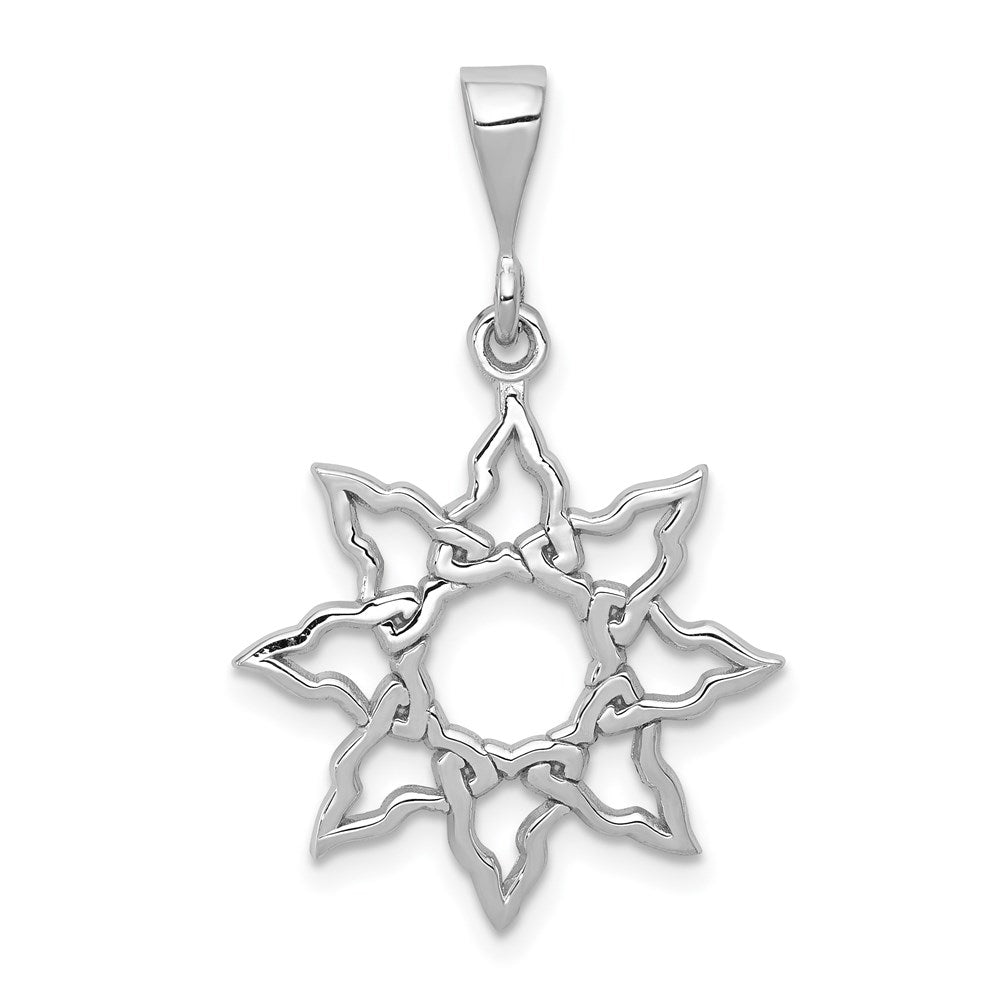 14k White Gold Sun Charm, 26 x 19 mm