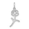 14k White Gold Rose Charm, 23 x 9 mm