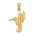 14K Diamond-cut Hummingbird Pendant, 29 x 17 mm