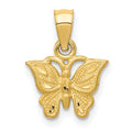 14K Diamond-cut Butterfly Pendant, 15 x 11.5 mm